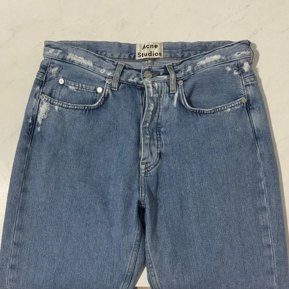 Acne Studios Men’s Van Indigo Fray Denim Jeans Size 30 Designer Streetwear
